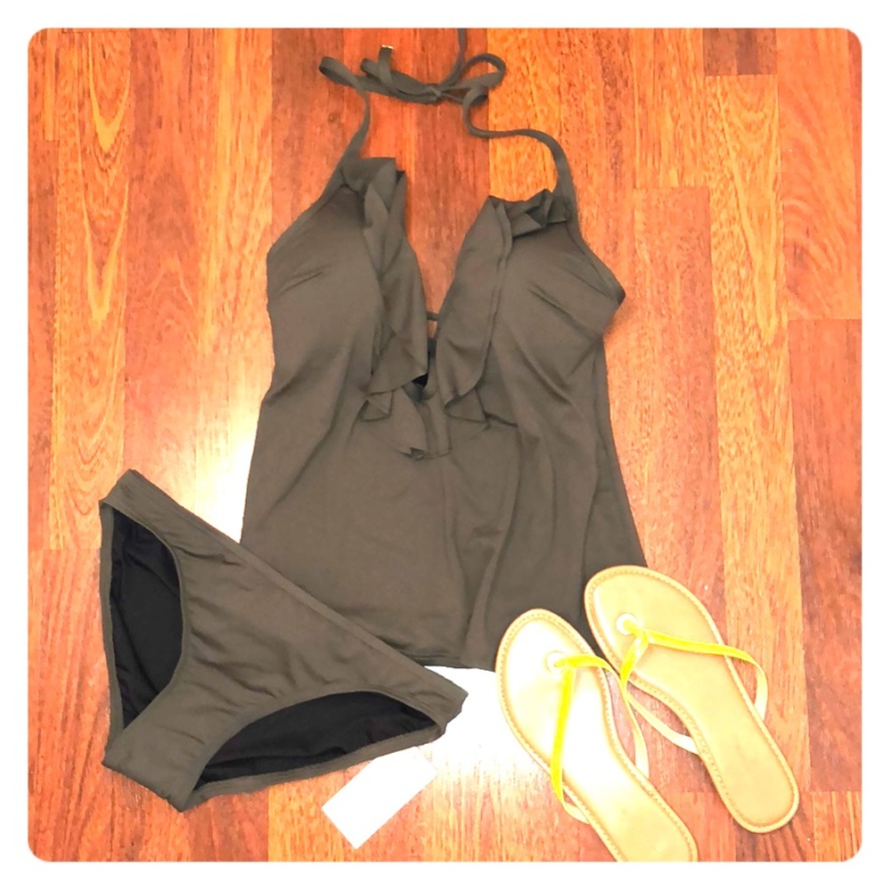 NWT Michael Kors Deep V Tankini XS